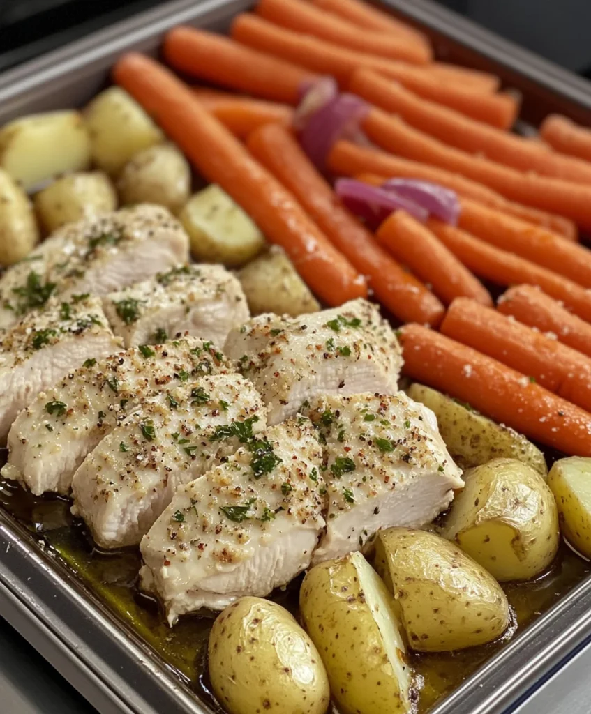 Dîner sur Plaque avec Poulet et Légumes