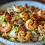 Chou Frit avec Crevettes, Saucisse et Bacon