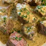Filet de Bœuf Tendre dans une Sauce Crème à l'Ail