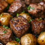 Bouchées de Steak à l'Ail et Pommes de Terre