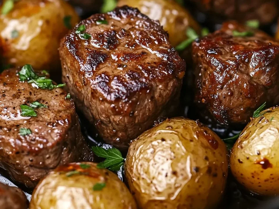 Bouchées de Steak à l'Ail et Pommes de Terre