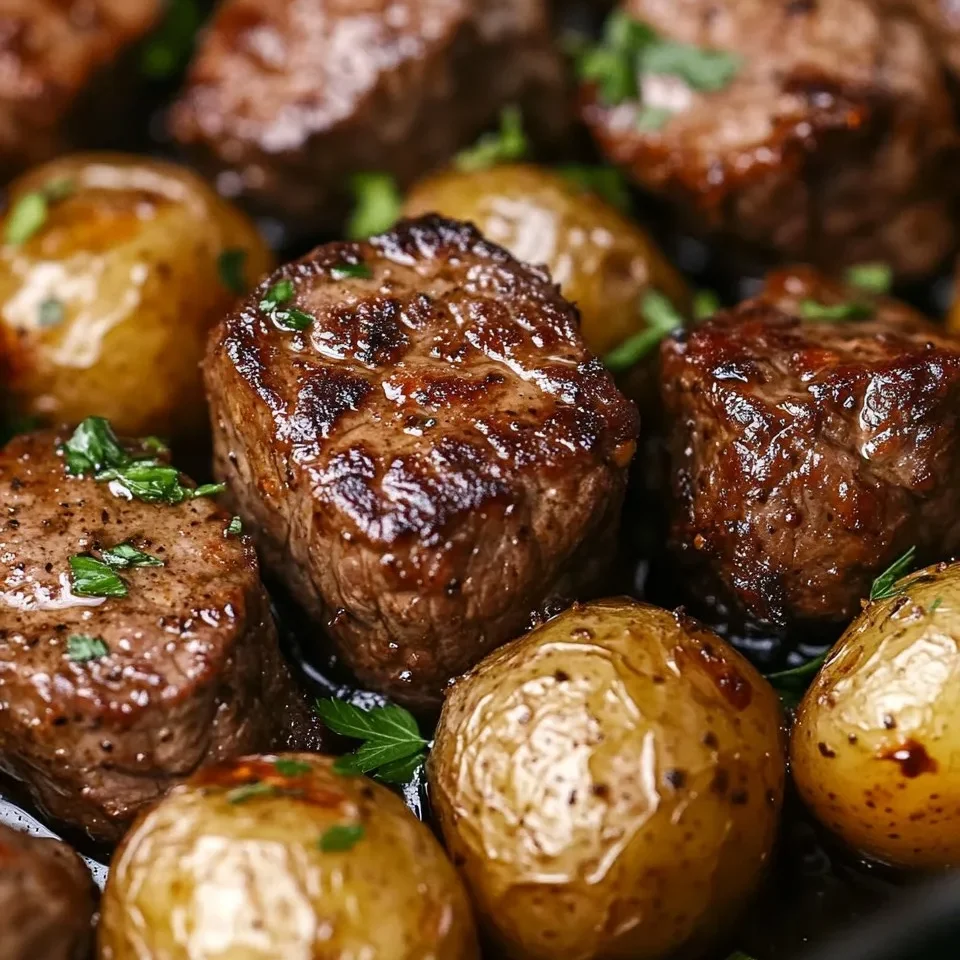 Bouchées de Steak à l'Ail et Pommes de Terre