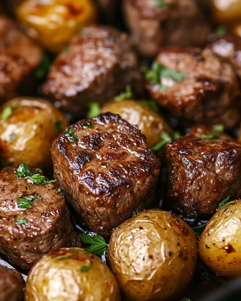 Bouchées de Steak à l'Ail et Pommes de Terre