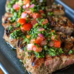 Filet de Porc Grillé avec Sauce Chimichurri et Salsa de Tomates