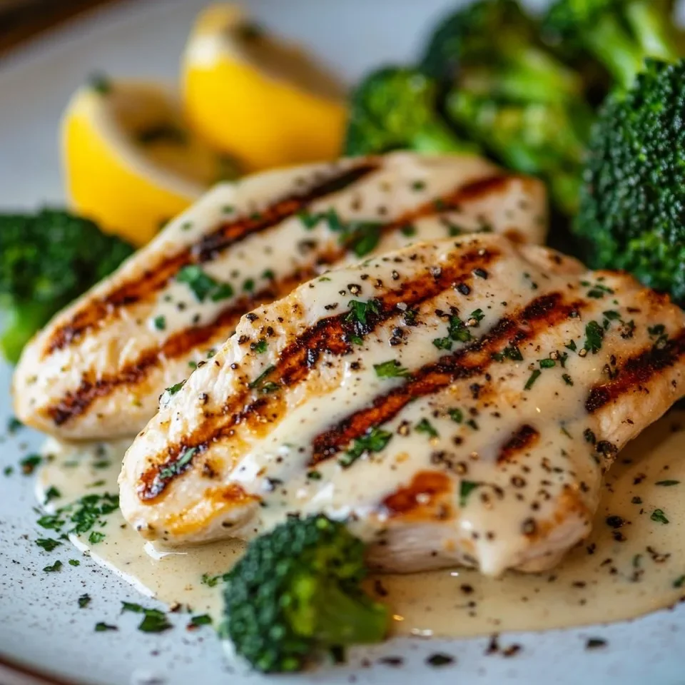 Poulet Grillé et Brocoli avec Sauce Crémeuse