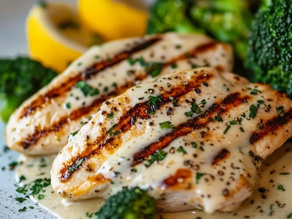 Poulet Grillé et Brocoli avec Sauce Crémeuse