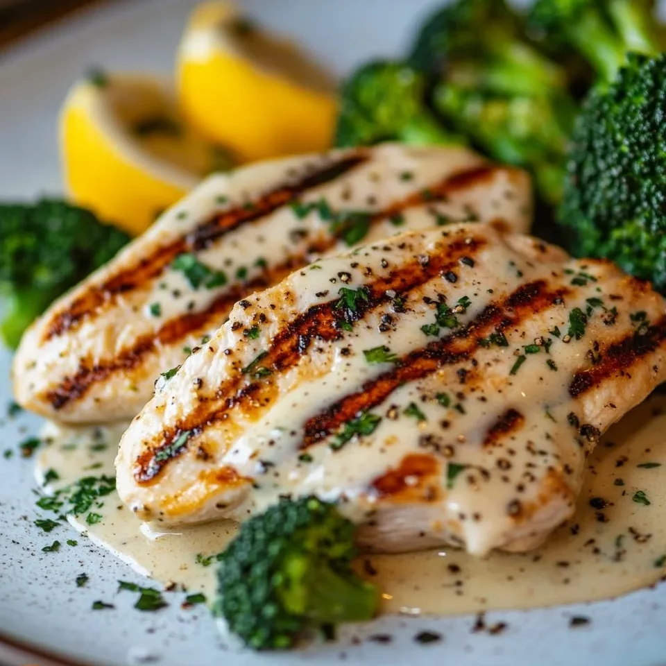 Poulet Grillé et Brocoli avec Sauce Crémeuse