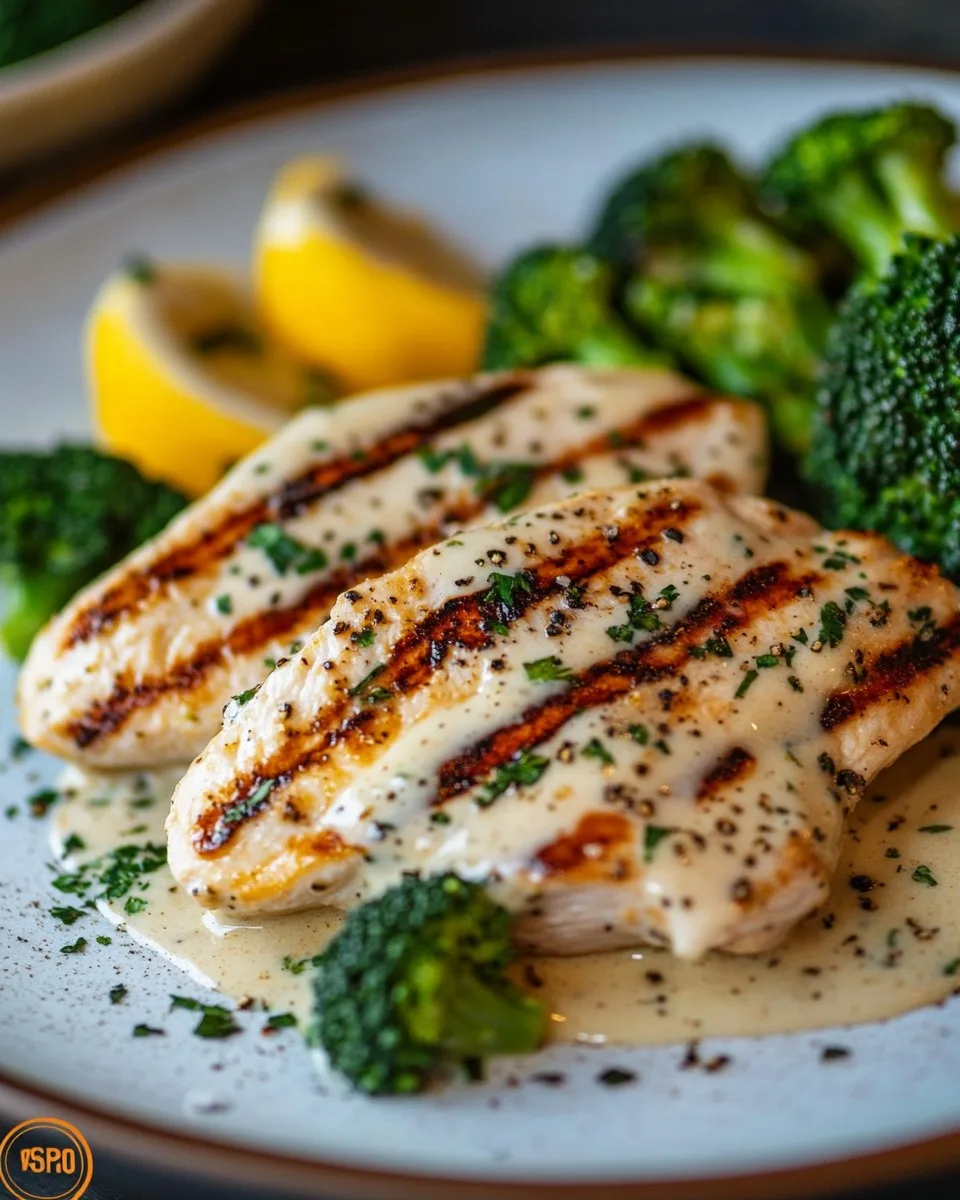 Poulet Grillé et Brocoli avec Sauce Crémeuse