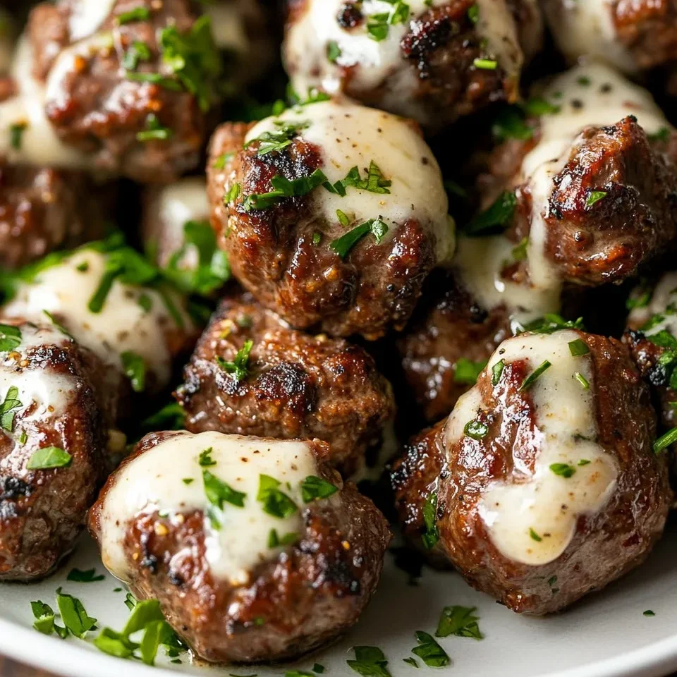 Bouchées de Bœuf au Beurre à l'Ail avec Sauce Crémeuse au Parmesan