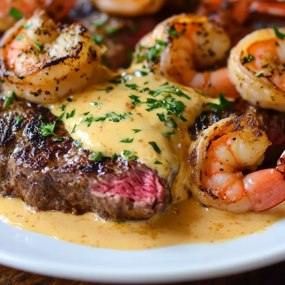 Crevettes et Steak Crémeux au Cheddar