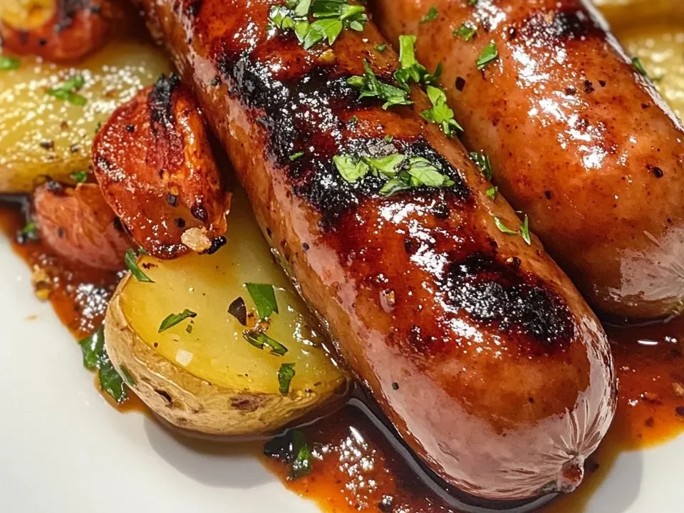 Saucisses Grillées & Tranches de Pommes de Terre Croquantes avec une Touche Épicée