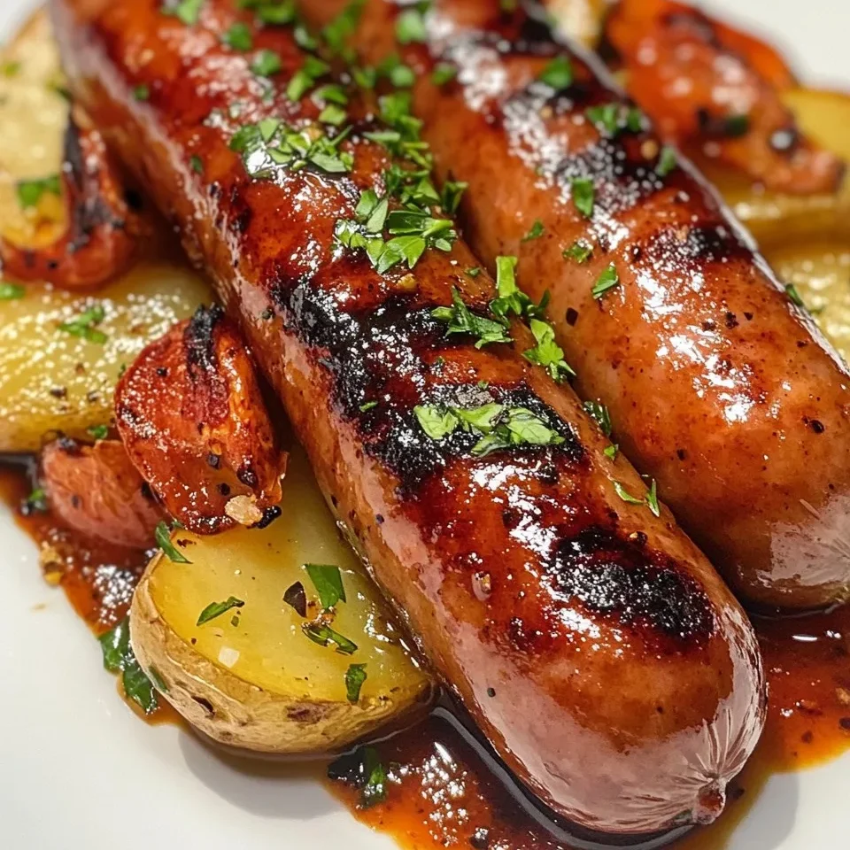 Saucisses Grillées & Tranches de Pommes de Terre Croquantes avec une Touche Épicée