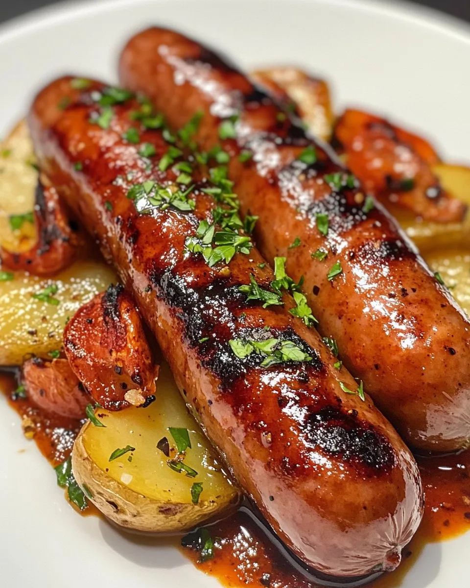 Saucisses Grillées & Tranches de Pommes de Terre Croquantes avec une Touche Épicée