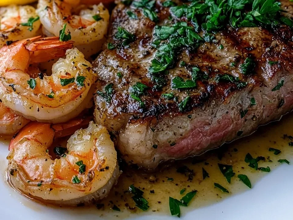 Surf and Turf de Lujo (Carne y Camarones)