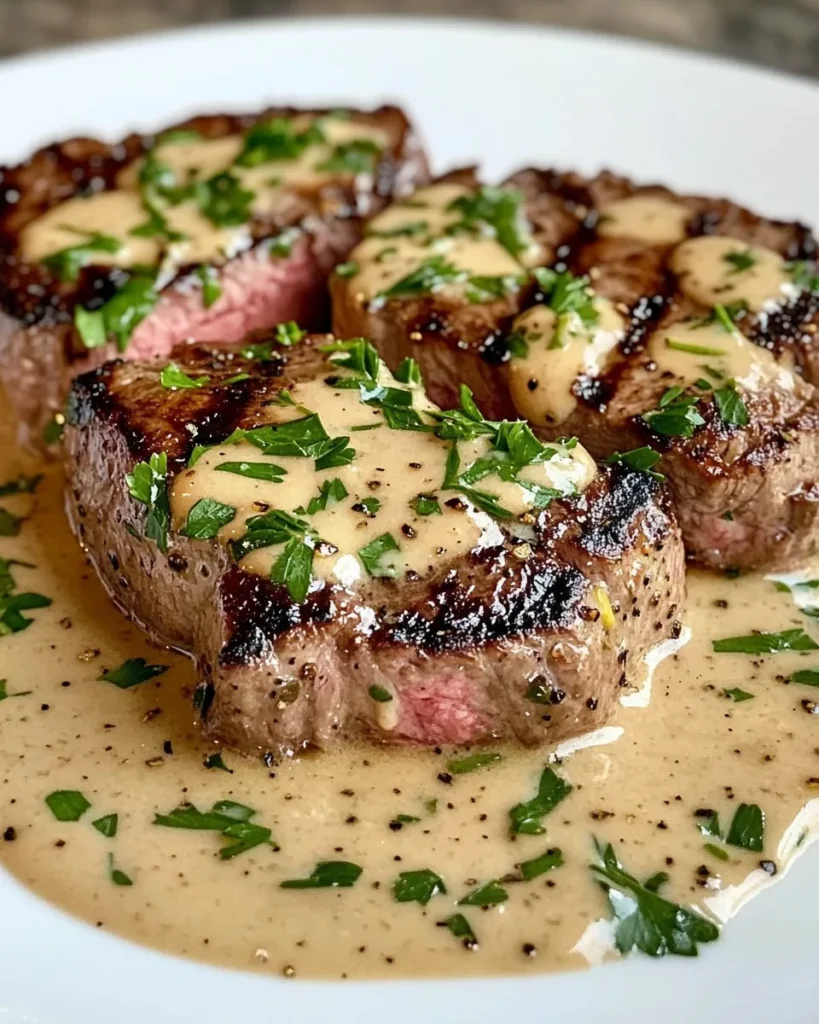 Steak avec Sauce Crème à l'Ail