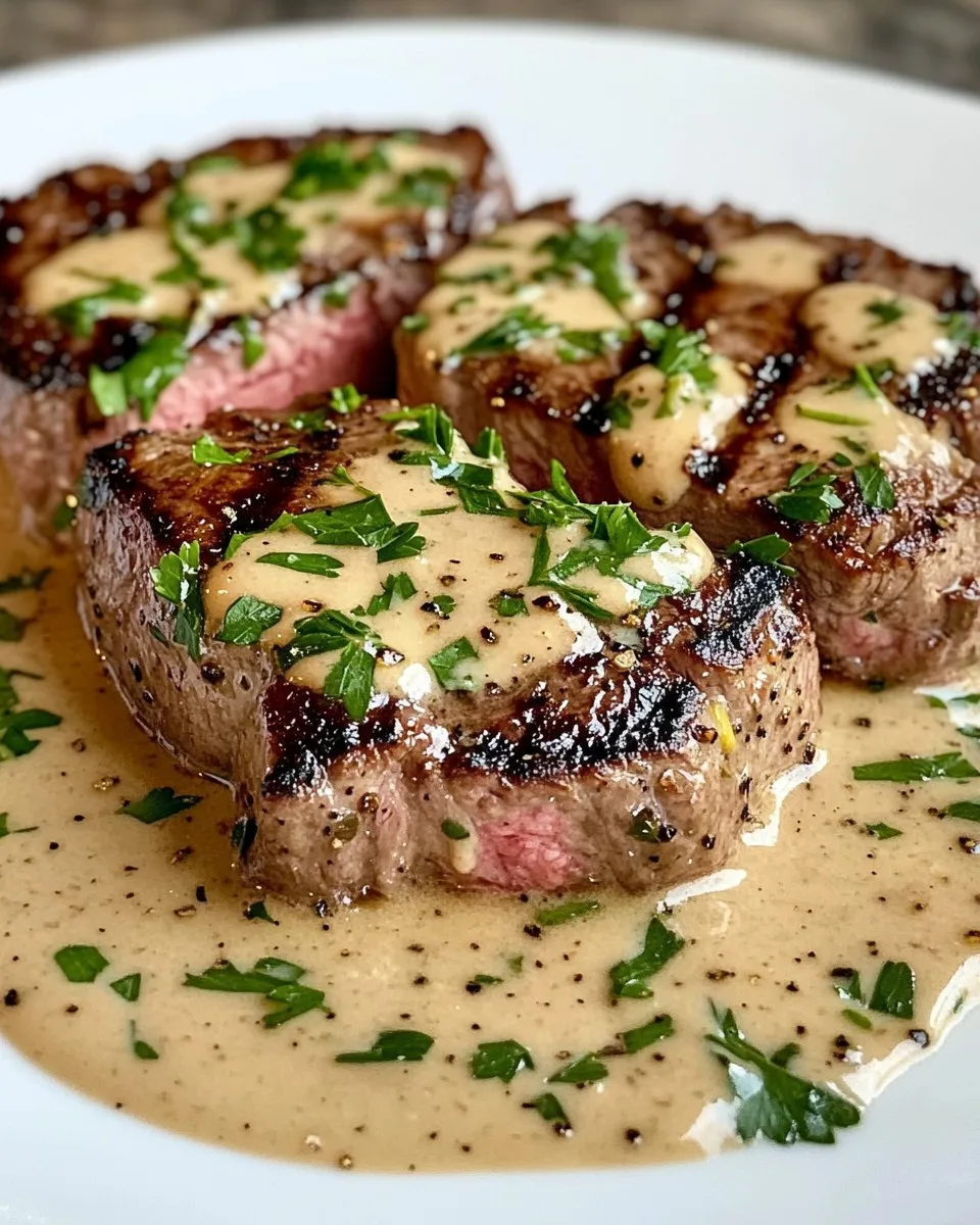 Steak avec Sauce Crème à l'Ail