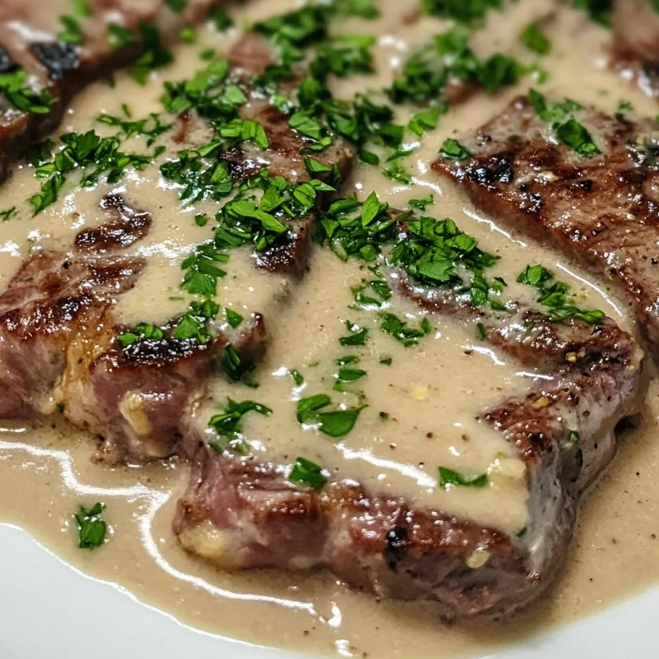 Bifteck avec sauce crémeuse à l'ail