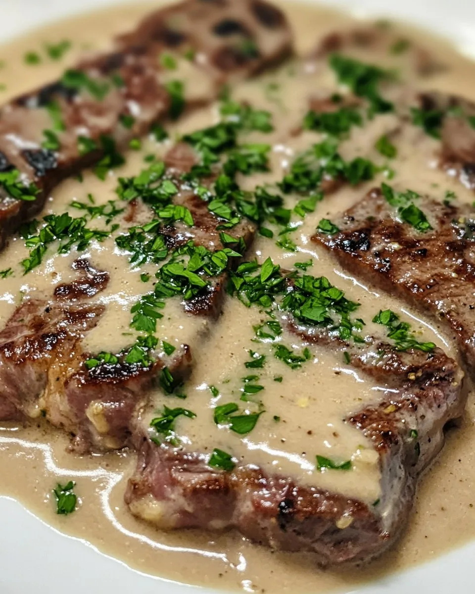 Bifteck avec sauce crémeuse à l'ail