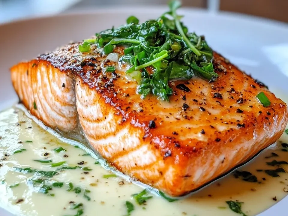 Salmón à la plancha avec sauce florentine crémeuse