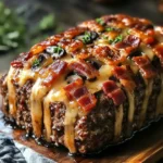 Pain de viande au fromage suisse, bacon et champignons