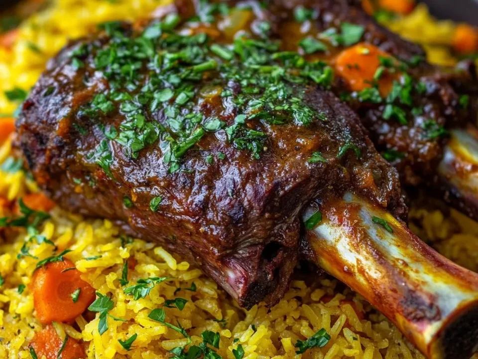 Épaule d'Agneau Braisée avec Riz au Safran
