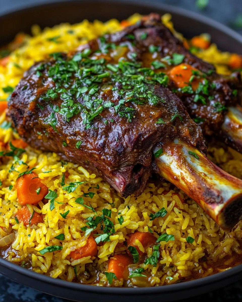 Épaule d'Agneau Braisée avec Riz au Safran